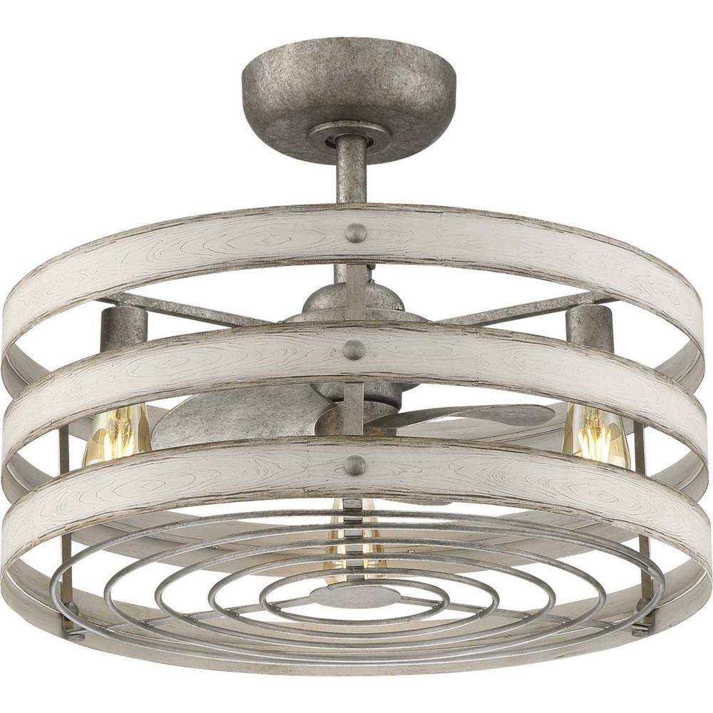 Gulliver Galvanized 24" Rustic Chandelier Ceiling Fan with Remote