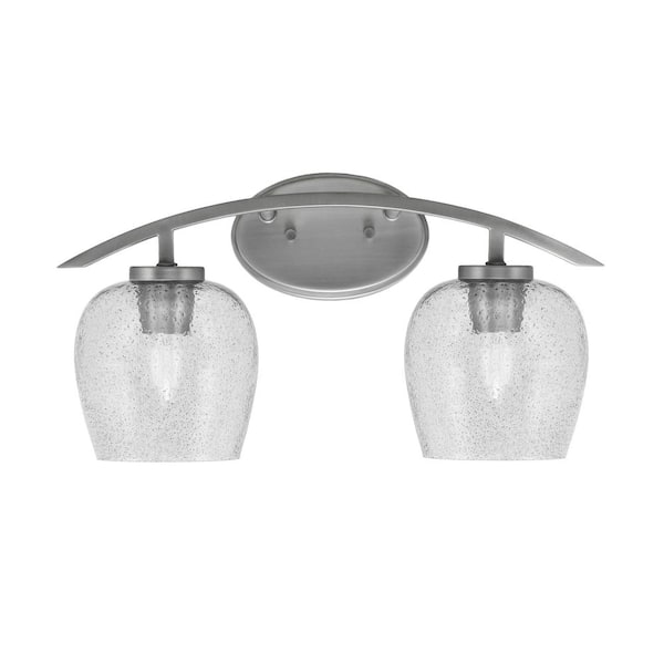 Unbranded Siena 18.25 in. 2-Light Vanity Light Graphite with Smoke Bubble Glass Shades