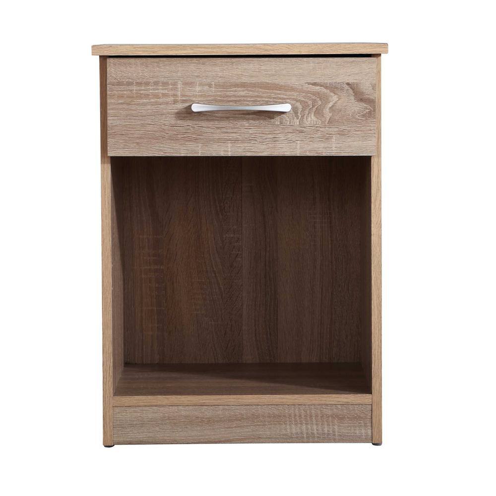 Lindsey Sandalwood 1-Drawer Nightstand with Open Shelf
