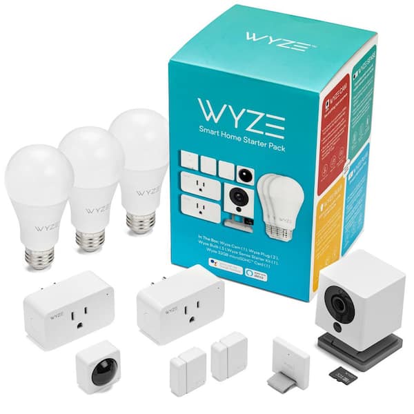 Wyze Smart Home Starter Bundle Includes Camera, Contact Sensor (2), Motion Sensor, Bulb (3), Plug (2), SD Card