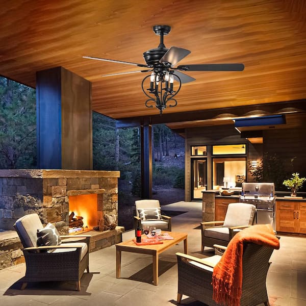 HKMGT Traditional 52 in. Indoor Black Ceiling Fan with HKMGT Traditional 52 in. Indoor Black Ceiling Fan with