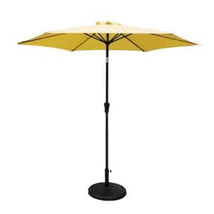 8.8 ft. Aluminum Market Push Button Tilt Patio Umbrella in Yellow with 42 lbs. Round Resin Base