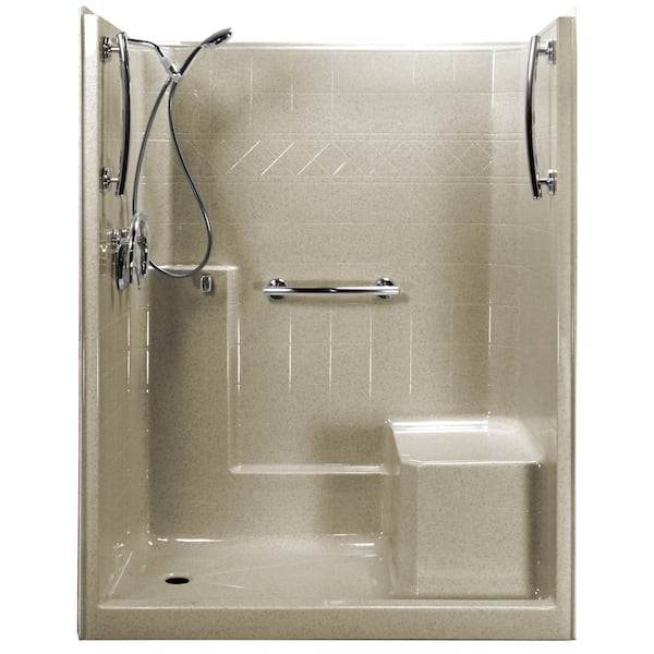 Ella Freedom Chrome V 60 In X 33 In X 77 In 1 Piece Low Threshold Shower Stall In Beach 6442