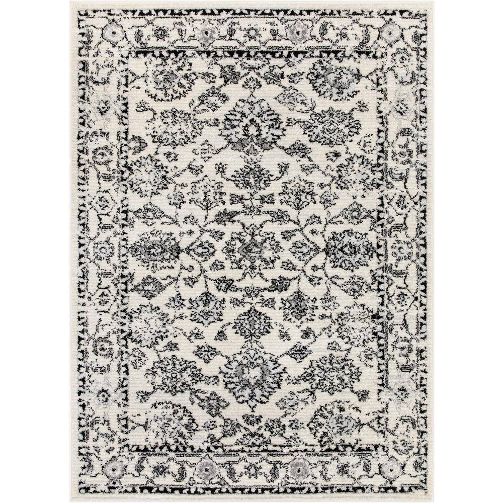 Ivory Grey 7 ft. 10 in. x 9 ft. 10 in. Mystic Palace Vintage Oriental Botanical Border Area Rug price history on PriceWatchPro