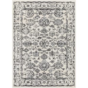 Ivory Grey 7 ft. 10 in. x 9 ft. 10 in. Mystic Palace Vintage Oriental Botanical Border Area Rug