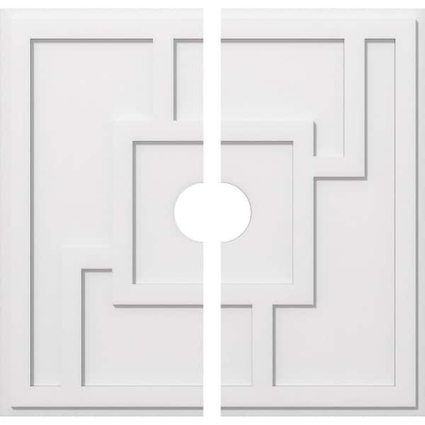 Ekena Millwork 1 in. P X 11-3/4 in. C X 34 in. OD X 5 in. ID Knox Architectural Grade PVC Contemporary Ceiling Medallion, Two Piece