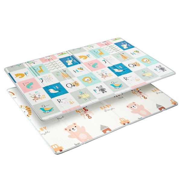 Baby Play Mat 51x79in. Multi-Colored Baby Crawling Mat, Non-Slip One-Piece Foam 4x7 ft. Baby Playma Reversible Floor Mat