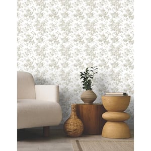 Anemone Toile Taupe Wallpaper Roll