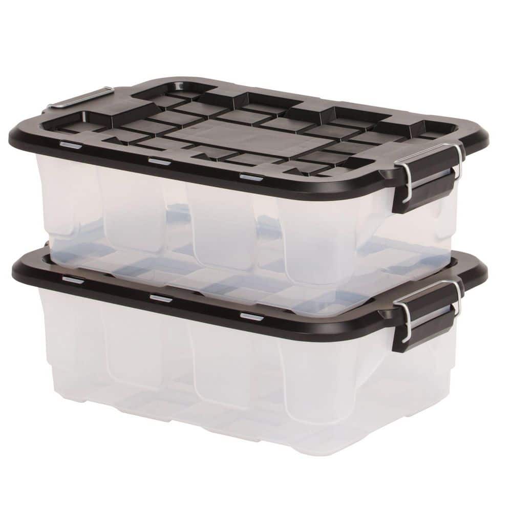 HOMZ 2 Pack 10 Gal. Clear Plastic Stackable Home Storage Bin with