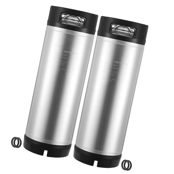 5 Gal. Ball Lock Corny Keg, SUS304 Cold Brew Keg with Dual Rubber Handles & Heavy-Duty Bottom, 2 PCS for Home Brewing