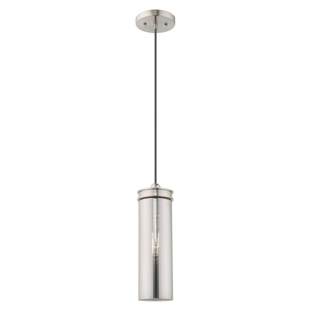 Sleek Smoke Glass Mini Pendant with Brushed Nickel Finish