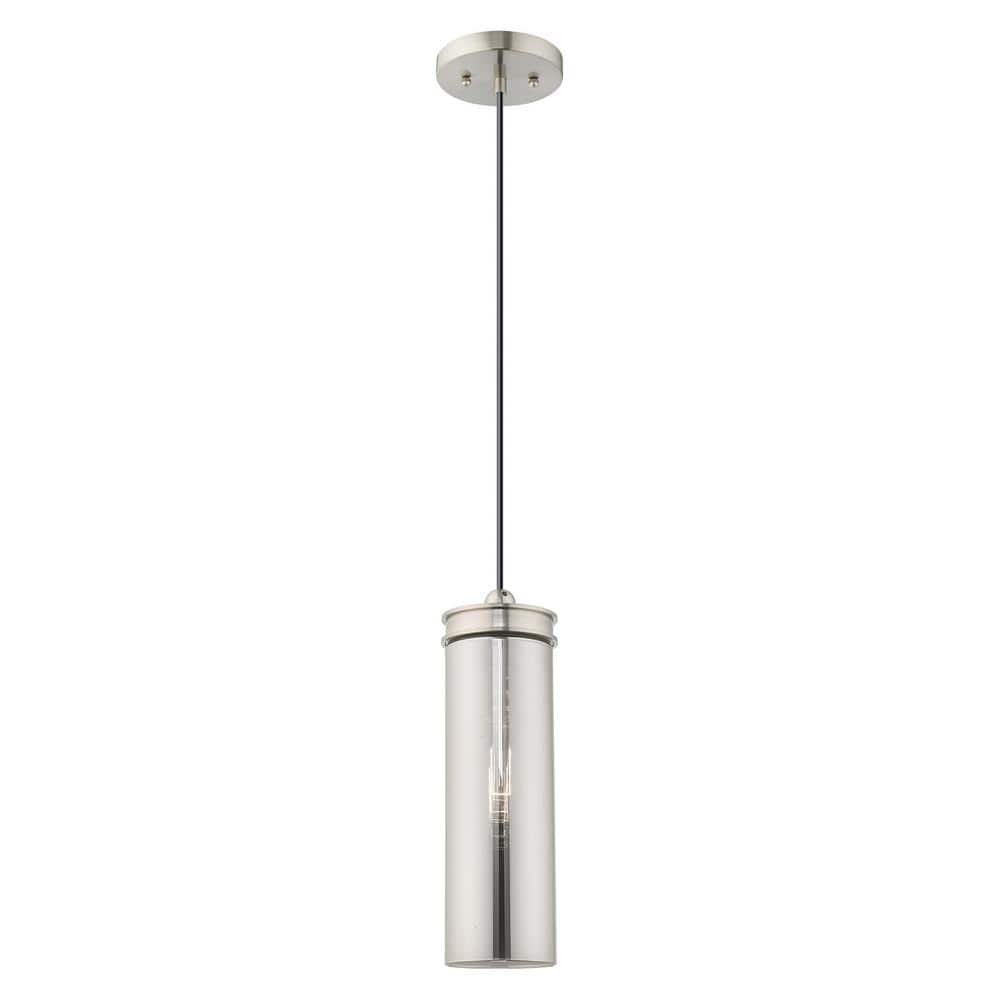 Sleek Smoke Glass Mini Pendant with Brushed Nickel Finish