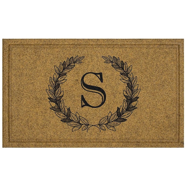 Mohawk Home Laurel Multi 24 in. x 36 in. Faux Coir Monogrammed S Door Mat