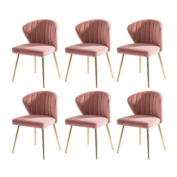 JAYDEN CREATION Olinto Pink Side Chair with Metal Legs Set of 6