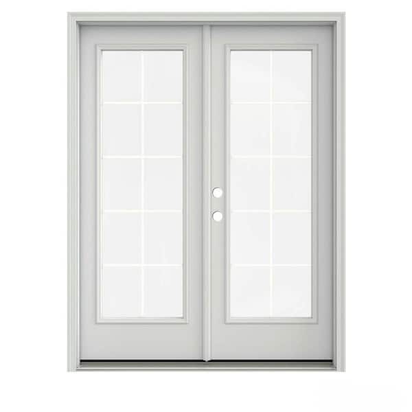 JELD-WEN 60 in. x 80 in. Primed Steel Right-Hand Inswing 10 Lite Glass Stationary/Active Patio Door
