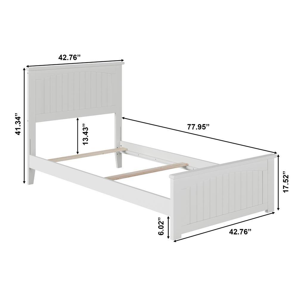 Nantucket White Twin Wood Platform Bed with Storage