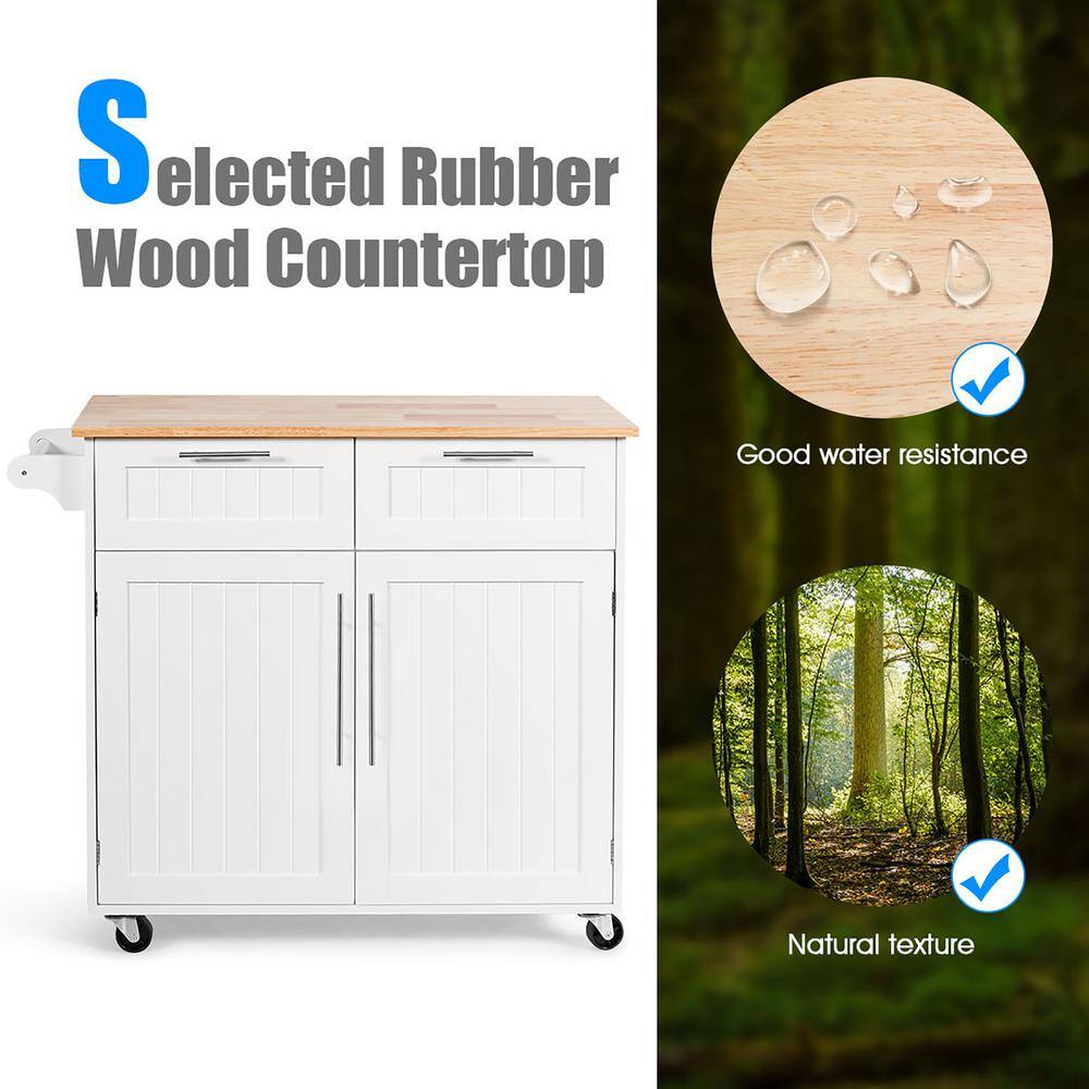 White Kitchen Cart with Cabinet - thumbnail 6
