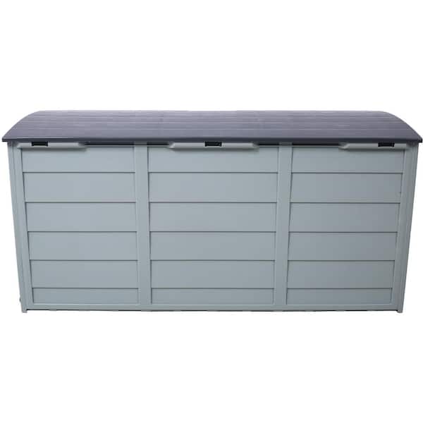 75 Gallons 44 x 19.2 x 21.2 in. Gray Plastic All Weather Outdoor Storage Deck Box with Wheels and Handles