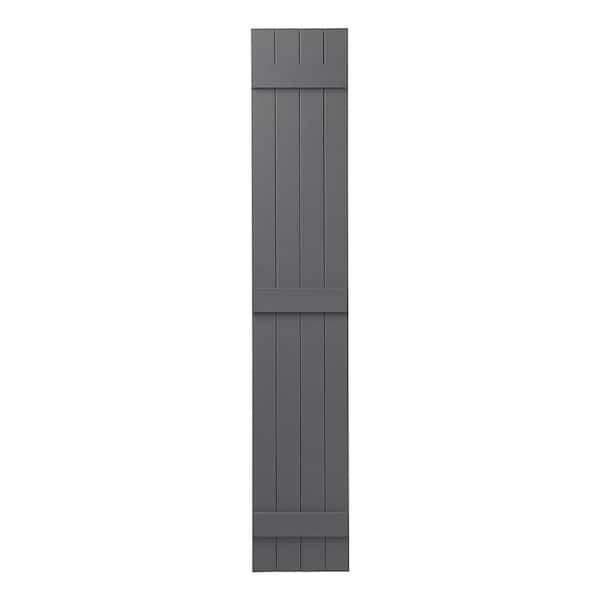 Ply Gem 15 in. x 75 in. Polypropylene 4-Board Closed Board and Batten Shutters Pair in Gray