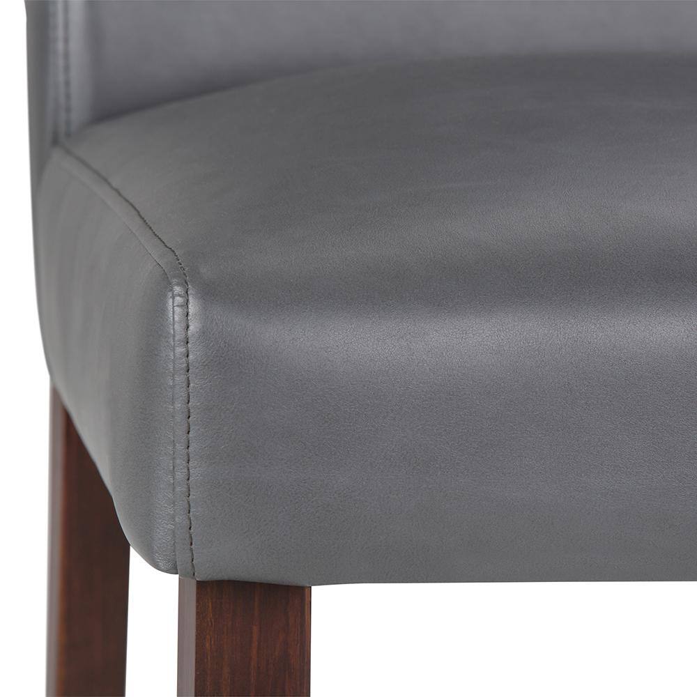 Stone Gray Faux Leather Parsons Side Chair with Sleek Wood Legs