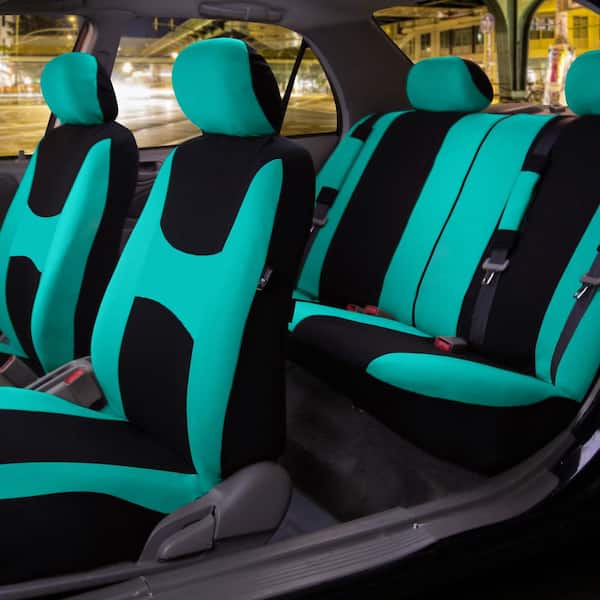 Light and Breezy Fabric 21 in. x 21 in. x 2 in. Full Set Seat Covers with Steering Wheel Cover and 4-Seat Belt Pads