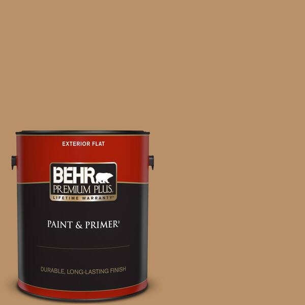 BEHR PREMIUM PLUS 1 gal. #S260-5 Almond Roca Flat Exterior Paint & Primer