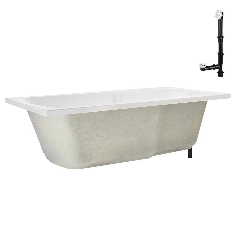 72'' x 36'' Glossy White Acrylic Soaking Drop-In Bathtub