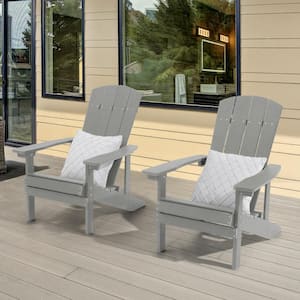 Light Gray Recyled Plastic Weather Resistant Outdoor Patio Adirondack Chair (Set of 2)