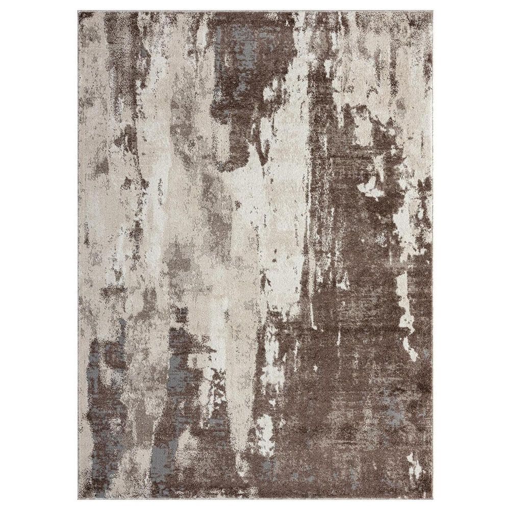 Brown Polypropylene 8 ft. x 10 ft. Abstract Indoor Area Rug