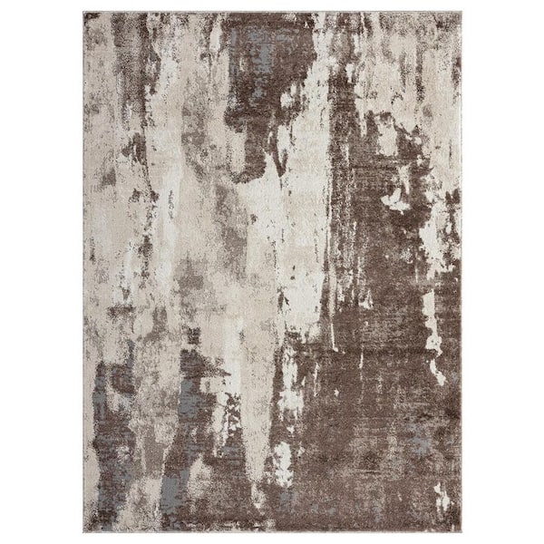 Unbranded Brown Polypropylene 8 ft. x 10 ft. Abstract Indoor Area Rug