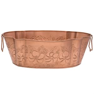 Vintage Embossed Oval Tub, 13 in. W Copper Plated