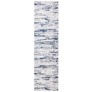 Amelia Gray/Navy 2 ft. x 10 ft. Abstract Runner Rug