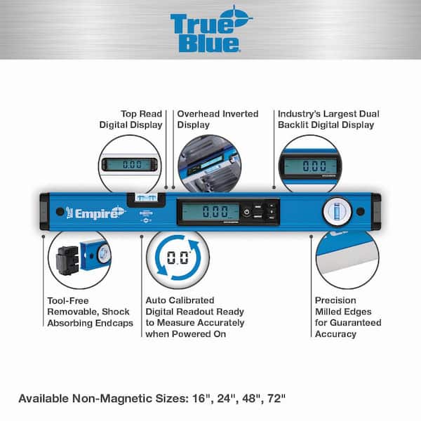 72 in. True Blue Digital Box Beam Level with Case with 9 in. Torpedo Level