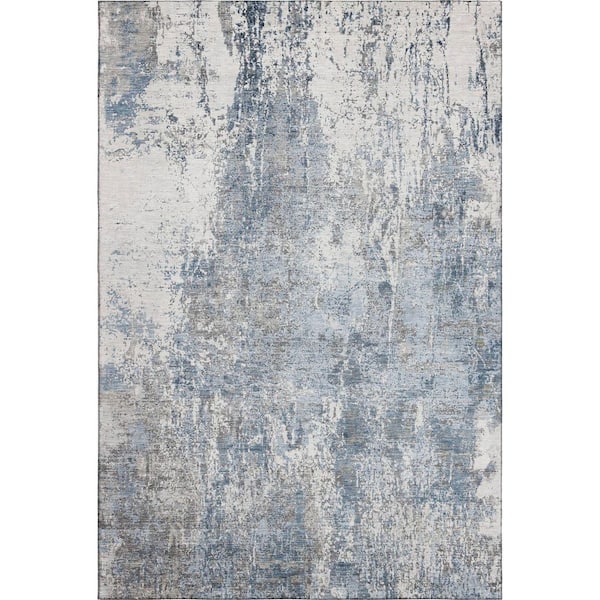 Mayfield Premium Machine Washable Abstract AMF1765 Blue 3 ft. x 4 ft. Area Rug
