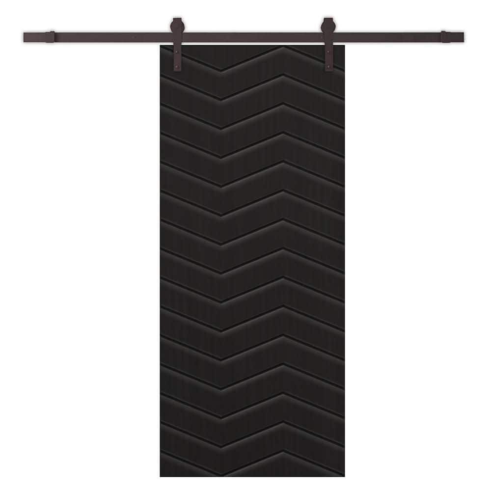 30 in. x 84 in. Black Painted Composite MDF Paneled Interior Sliding Barn Door with Hardware Kit price history on PriceWatchPro