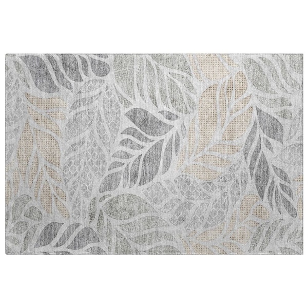 Dream Shag Premium Machine Washable Abstract ADS198 Fog 3 ft. x 4 ft. Area Rug
