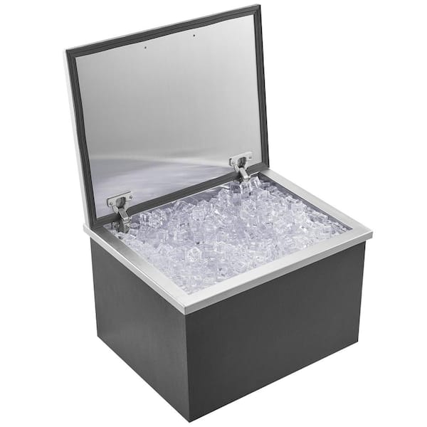 VEVOR Drop in Ice Chest 20 in. L x 16 in. W x 13 in. H Stainless Steel Ice Cooler Commercial Ice Bin with Cover 40 qt.