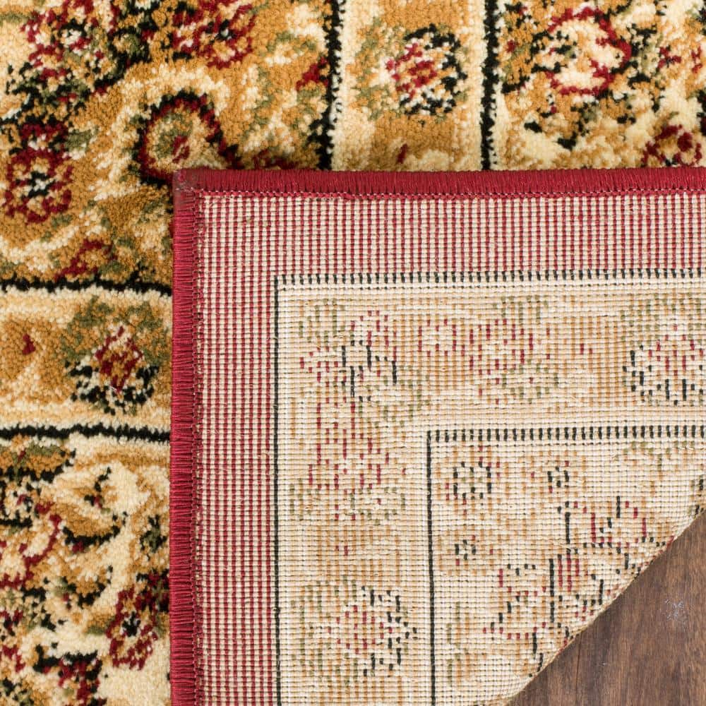 Red and Ivory Floral Synthetic Tufted Area Rug