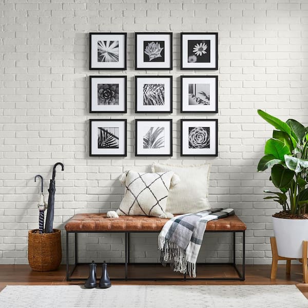 12 in. x 12 in. Matted to 8 in. x 8 in. Black Gallery Wall Picture Frame (Set of 9)