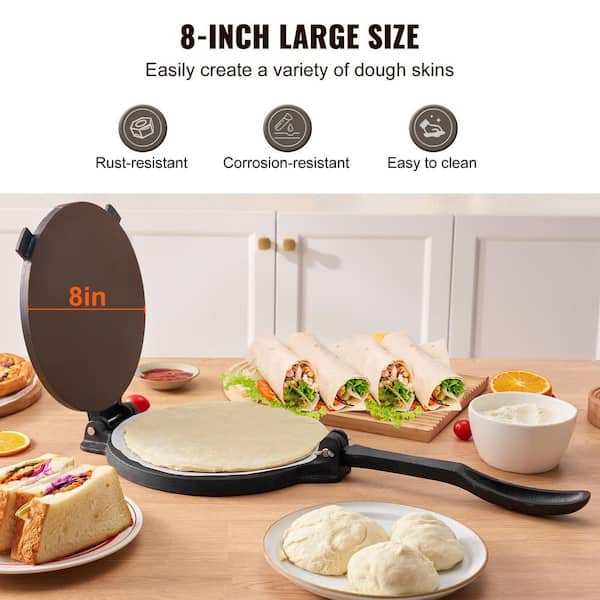 SKYSHALO Tortilla Press, 8 In. Tortilla and Roti Maker, Cast Iron