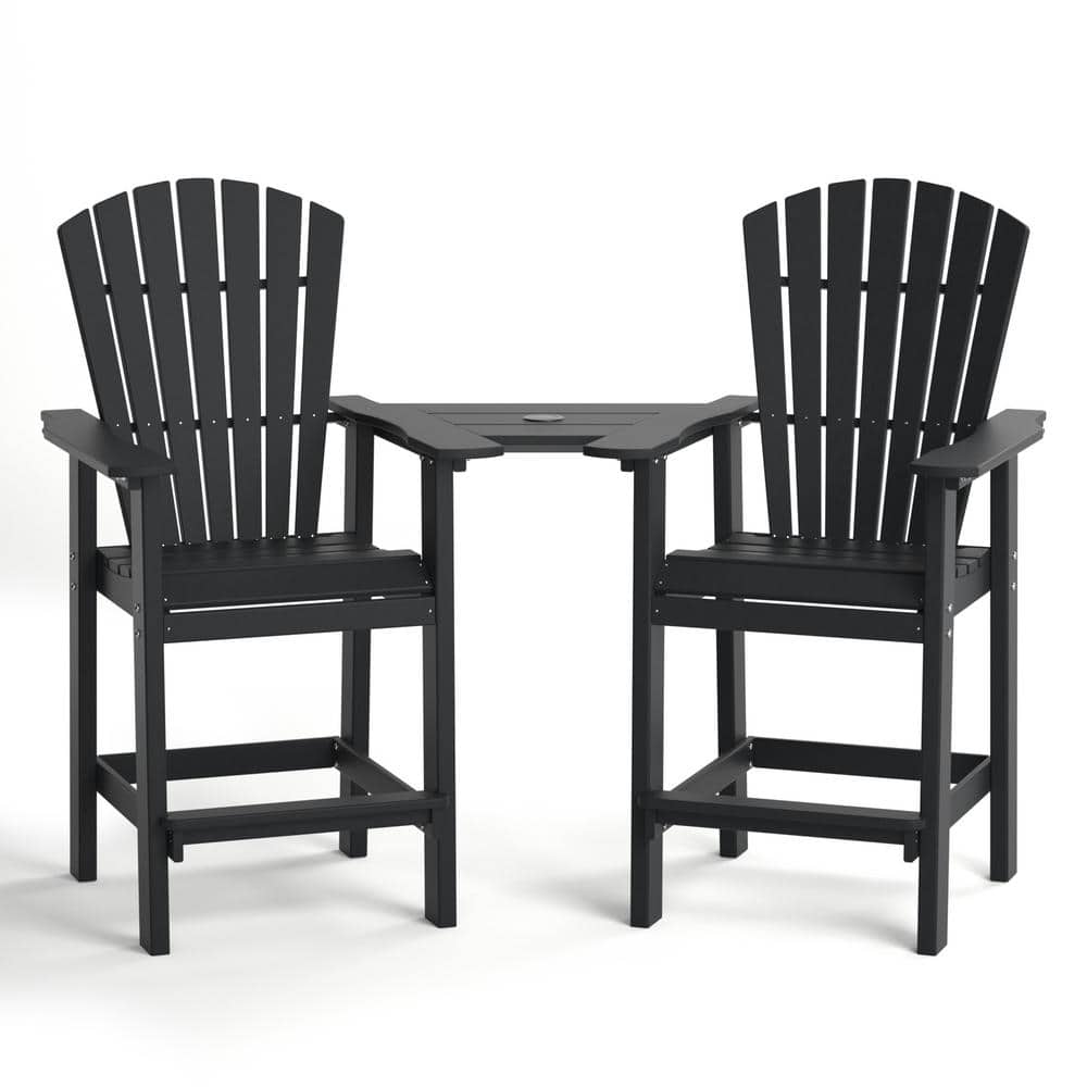 All Weather Outdoor Furniture Wood-Like HDPE Black Plastic Outdoor Bar Stoo
