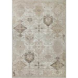 Momentum Ivory/Grey/Taupe 2 ft. 2 in. X 7 ft. 7 in. Damask Indoor/Outdoor Area Rug