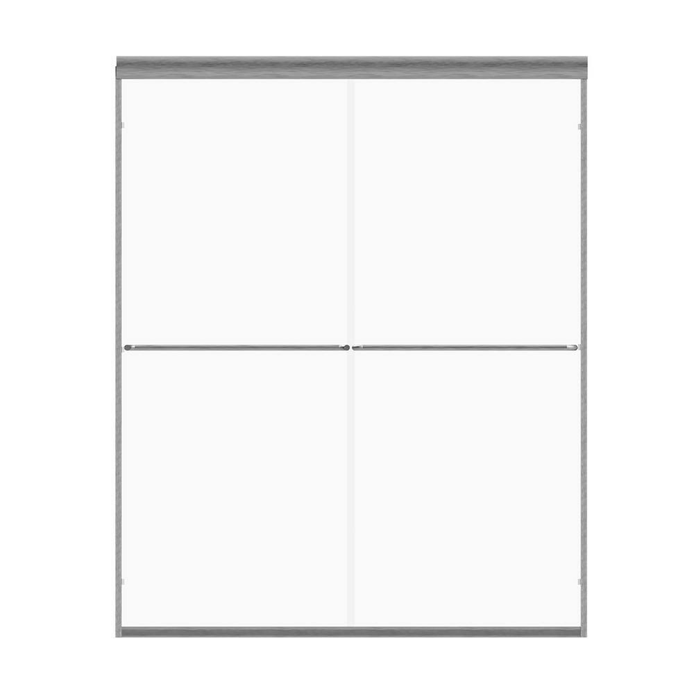 Eurolite 58" Frameless Clear Glass Sliding Shower Door with Brushed Nickel Hardware