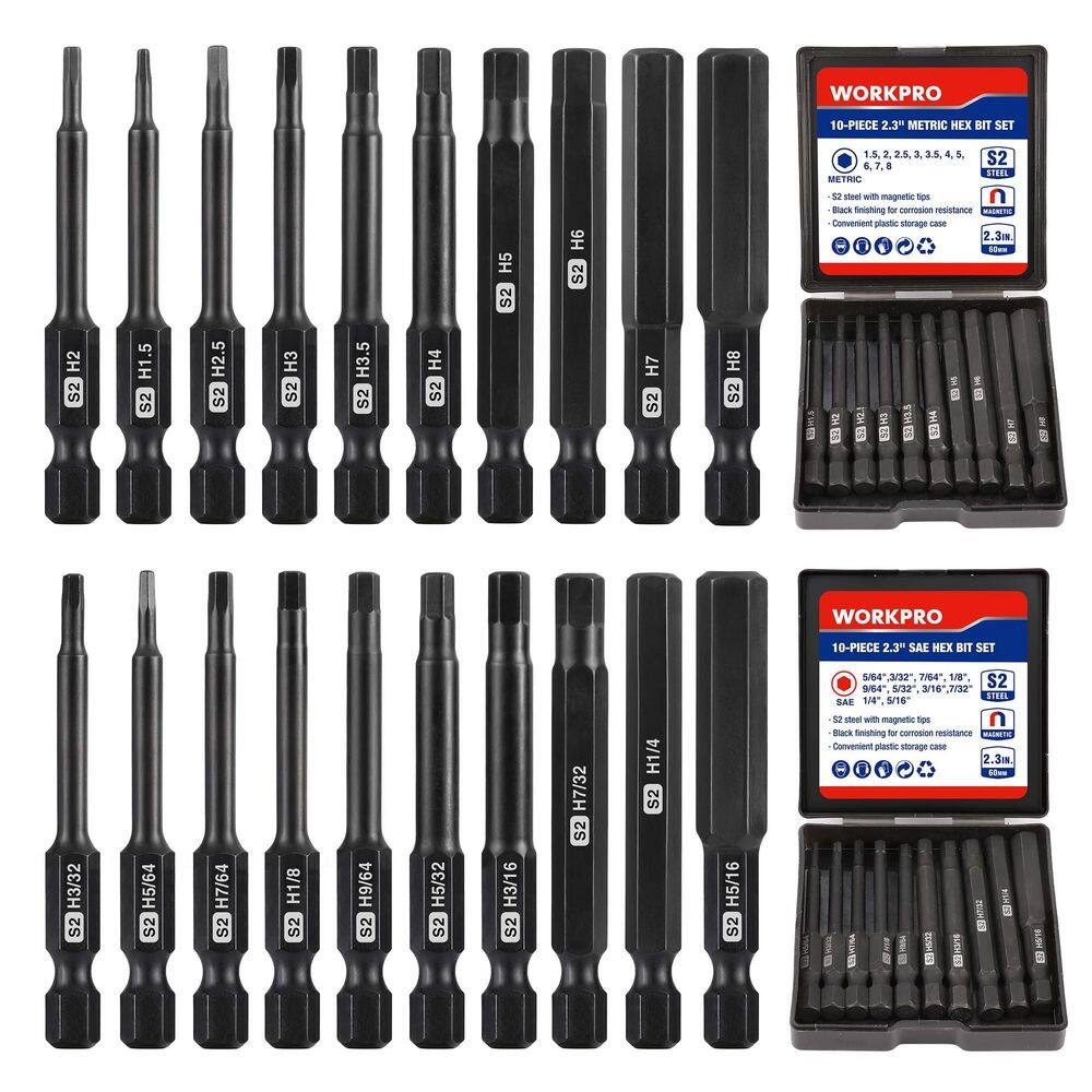 Deluxe S2 Steel Impact Hex Head Allen Wrench Drill Bit Set (20-Piece) with Case screws price history on PriceWatchPro