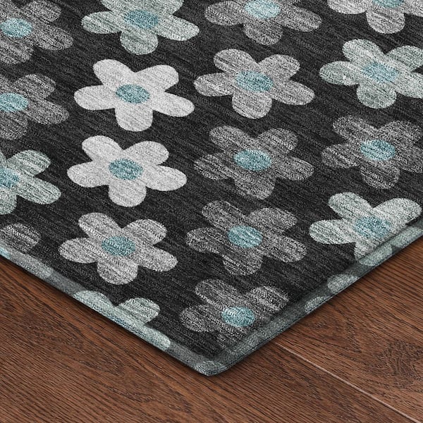 Mayfield Premium Machine Washable Abstract AMF2569 Black 10 ft. x 14 ft. Area Rug