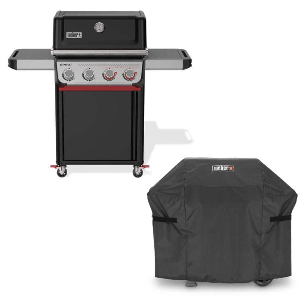 Spirit E-425C 4-Burner Liquid Propane Gas Grill in Black with Premium Grill Cover