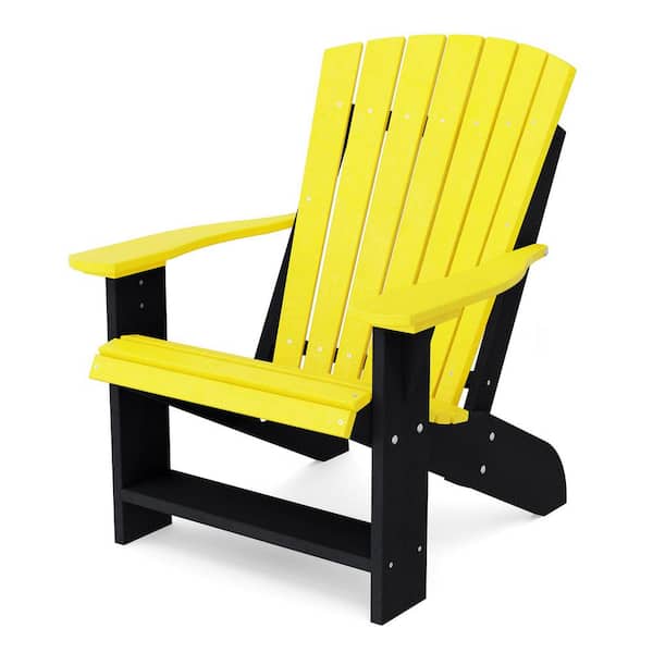 Heritage Lemon Yellow and Black Plastic Outdoor Adirondack Chair