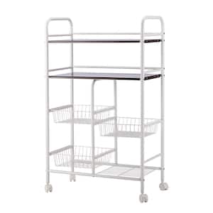 2-Tier Metal and ABS Shelf Mesh Basket Multi-Functional Kitchen Cabinet in Coffee Color