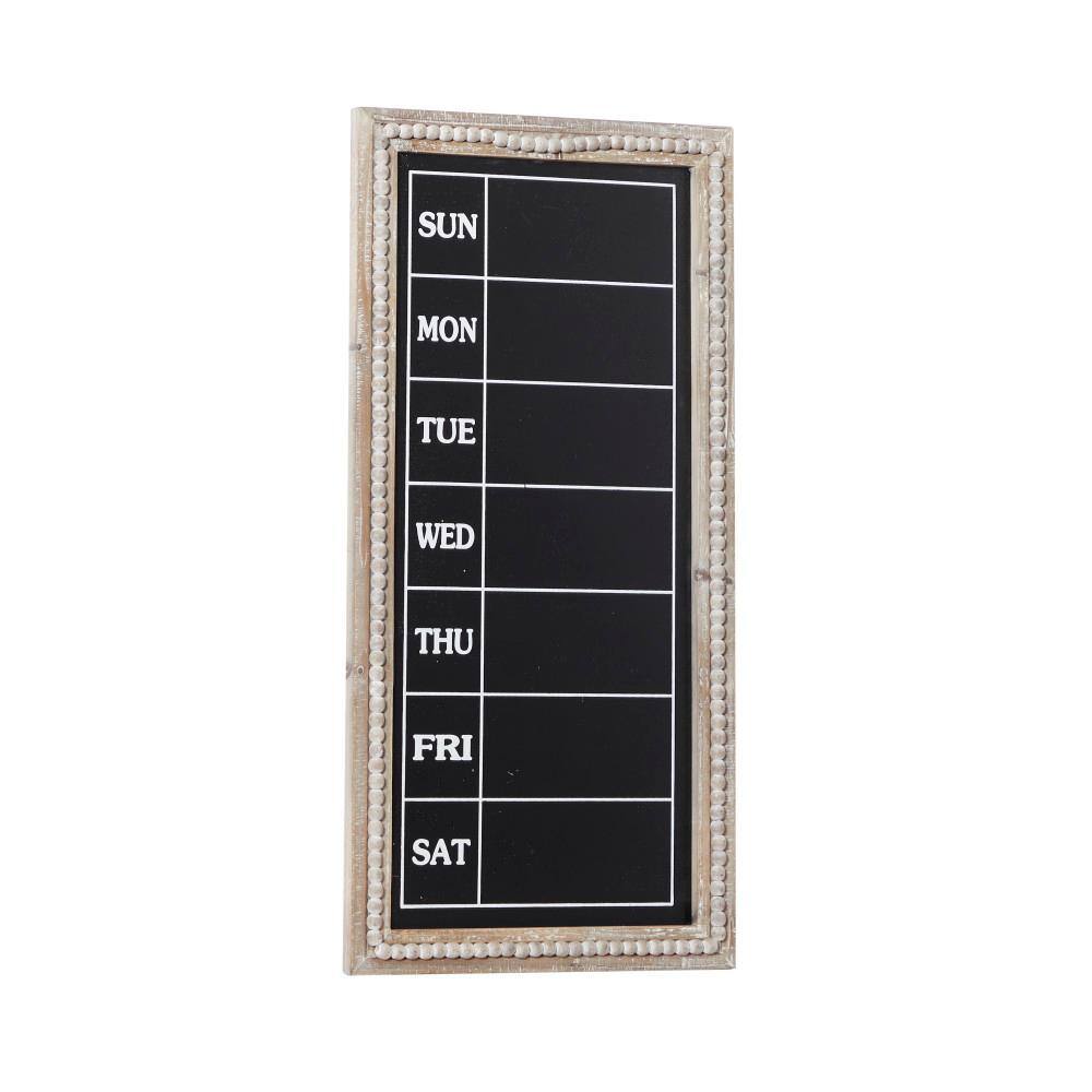 Brown Wood Beaded Framed Weekly Calendar Chalkboard