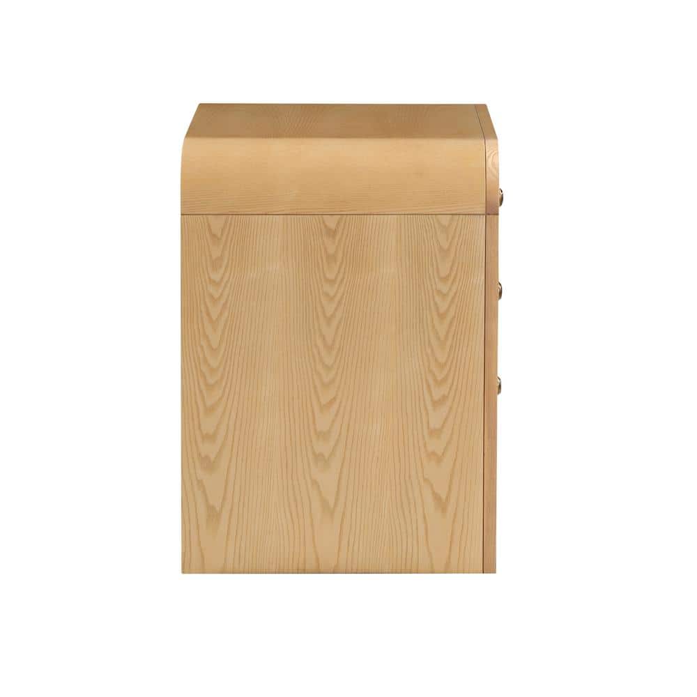 Belmont 3-Drawer Natural Rattan and Oak Nightstand